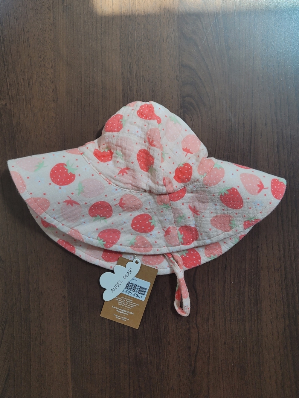 Angel Dear Pink Strawberry Bliss Wide Brim Sun Hat